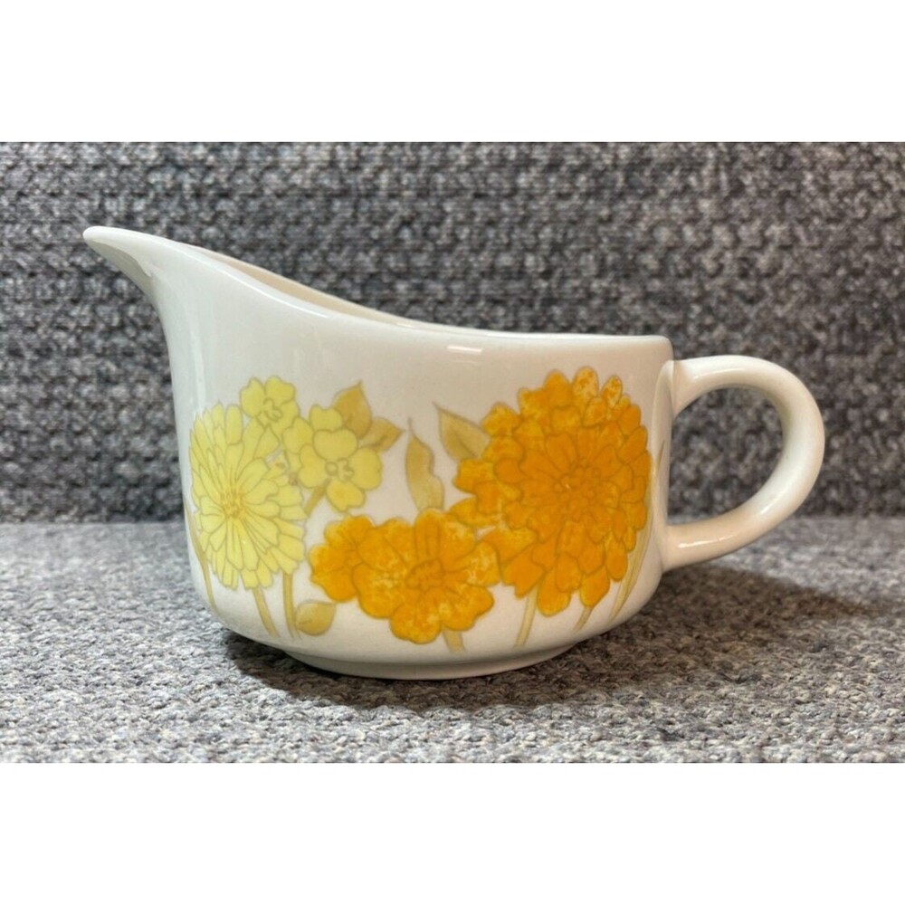 Vintage Ceramic Creamer with Yellow and Orange Flowers